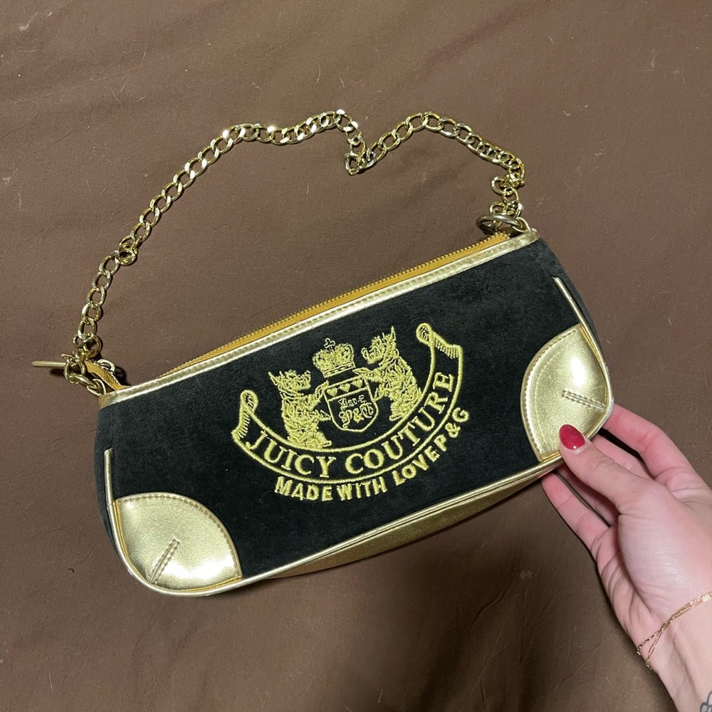Juicy Couture Black and Gold Shoulder Bag